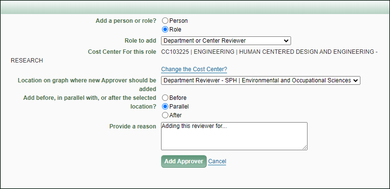 Placing the Reviewer in the approval flow