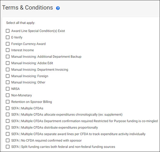 Terms and Conditions form first portion