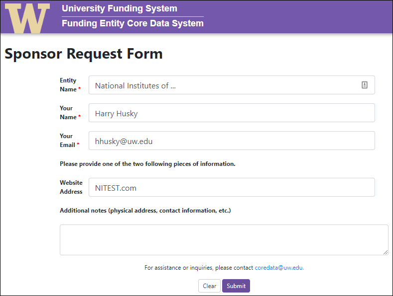 Sponsor Request Form