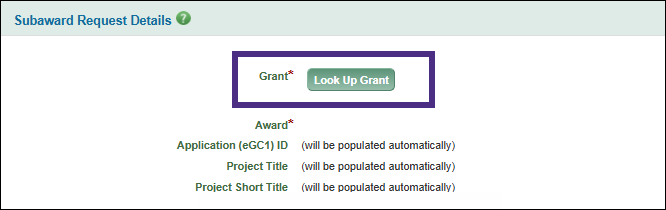 Look Up Grant button