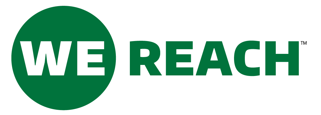Logo for Washington Entrepreneurial Research, Evaluation, and Commercialization Hub (WE-REACH) (checkboard pattern background)