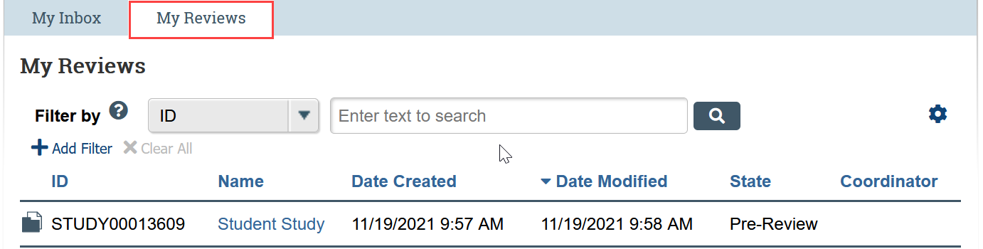 My Dashboard with the My Reviews tab highlighted