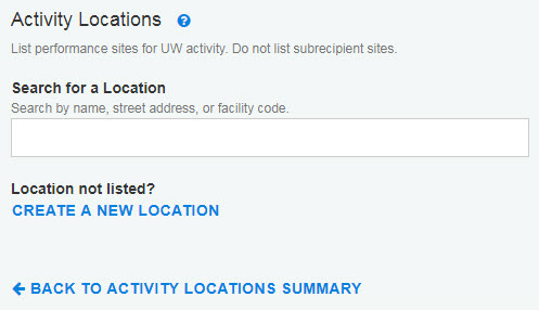 Activity Locations Page - UW Research