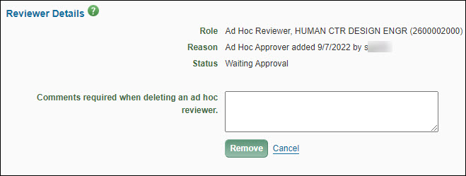 remove ad hoc reviewer dialog