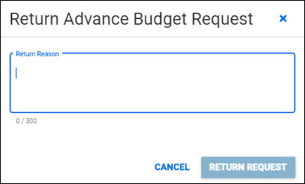 advance approval return dialog