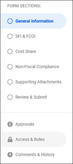advance budget left navigation menu