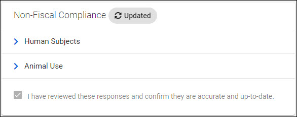 example of updated indicator on non-fiscal compliance section