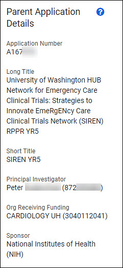 advance parent application details top half