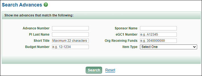 advanced search for budget advances