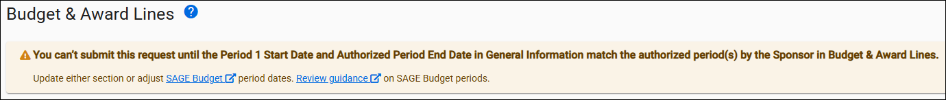 connected budget start and end date validation message