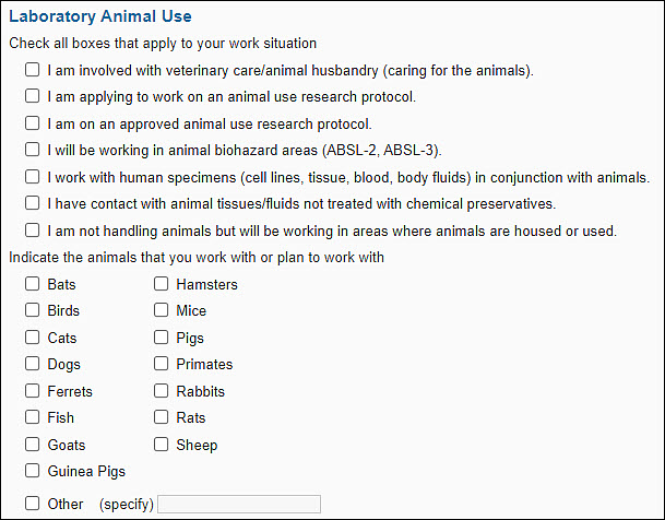 lab animal use section