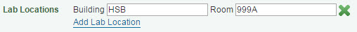 Lab Locations example showing selected building and room
