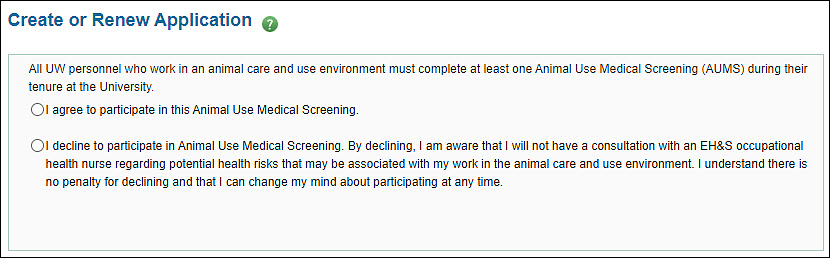 create or renew application section