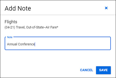 other costs add note dialog