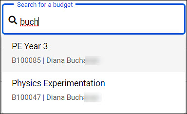 budget list search example