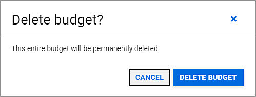 deleting a budget confirmation dialog