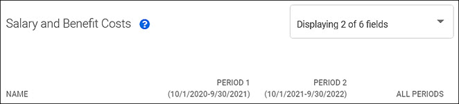 column headings for the salary section