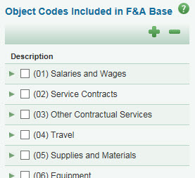 list of object codes for a custom f and a base