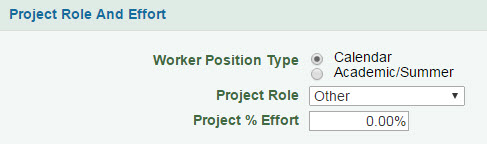 project role and effort section