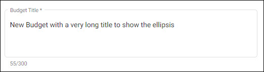 budget title field showing character count