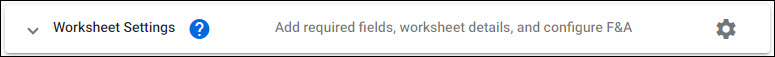 worksheet settings section in collapsed mode