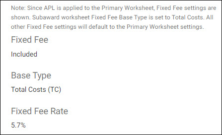 budget worksheet settings subaward