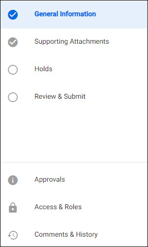 modification request left navigation menu