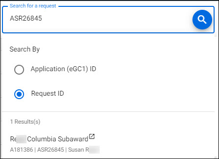 award request tasklist search results