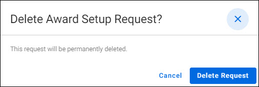 delete award setup request dialog