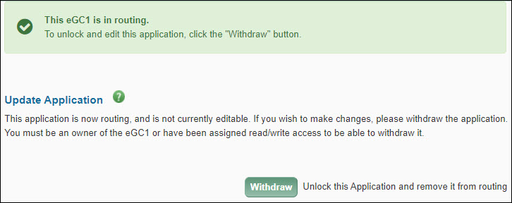 certify and route page showing application is routing green banner