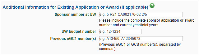 E G C 1 additional information for existing application or award