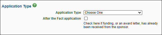E G C one application type section