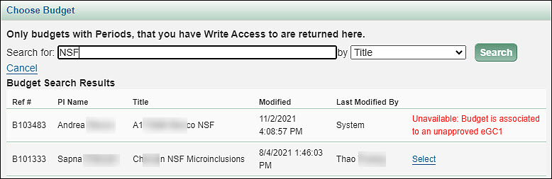 E G C one budget chooser