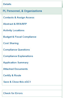 e g c 1 left navigation menu