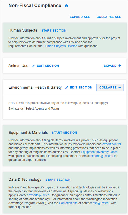 non-fiscal compliance summary page
