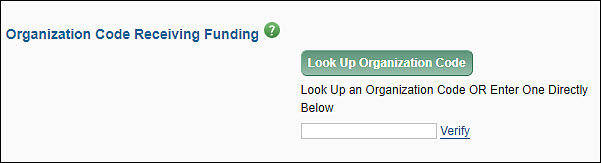 E G C one org code receiving funding section