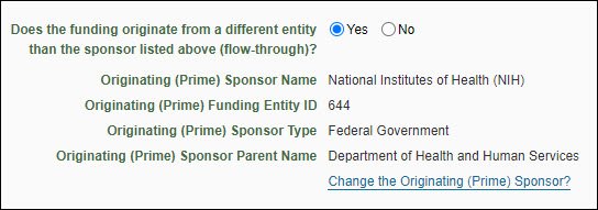 E G C one originating sponsor details