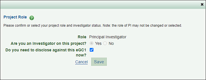 project role for P I