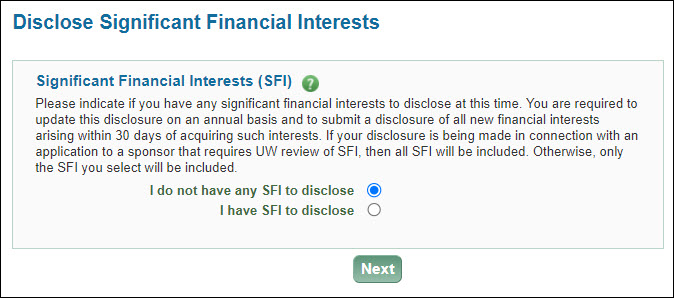 indicate if you have any S F I