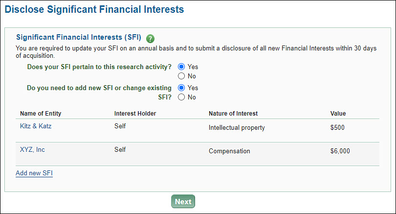 list of existing S F I for non P H S