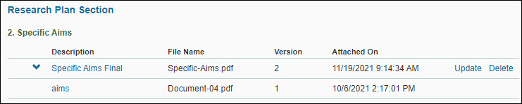 attachment version history