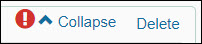 error icon with collapse and delete links