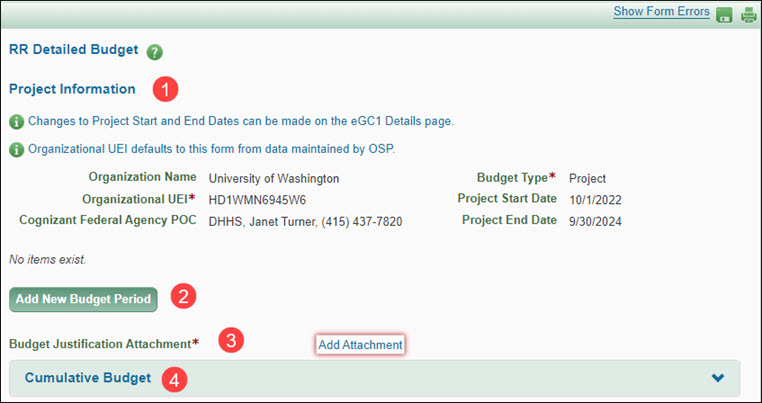 detailed budget sections overview