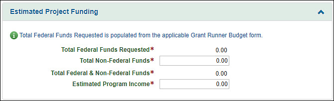 form S F 424 estimated funding