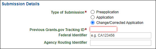 form S F 424 Submission Details