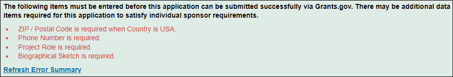 show form errors list