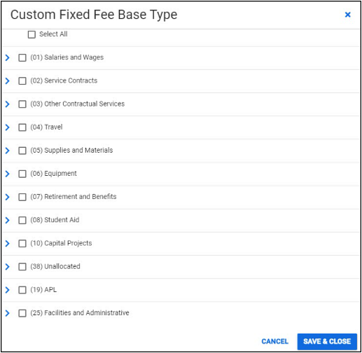 fixed fee custom base modal