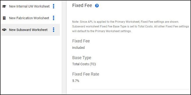 fix fee information on subaward worksheet
