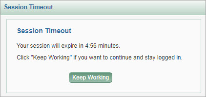 sage session timeout dialog