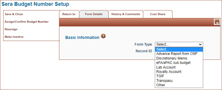 sera create an other form item